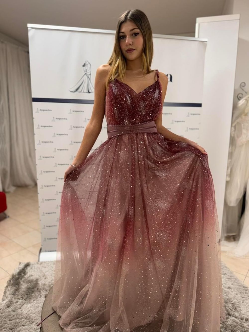 Abito Ampio Cipria Musani Couture Stelline Lurex - 1 - Abiti da sposa, sposo e cerimonia eleganti a Palermo