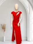 Abito Lungo Rosso Carla Ruiz Scollo Schiena Applicazione Gioiello - 5 - Abiti da sposa, sposo e cerimonia eleganti a Palermo