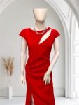 Abito Lungo Rosso Carla Ruiz Scollo Schiena Applicazione Gioiello - 7 - Abiti da sposa, sposo e cerimonia eleganti a Palermo